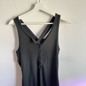 Black Sleeveless Button-Down Top